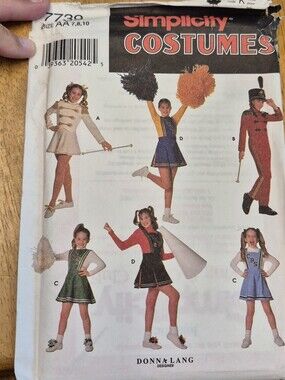 Simplicity 7739 Sewing Pattern Cheerleader Majorette Costumes Girls Sz 7, 8, 10